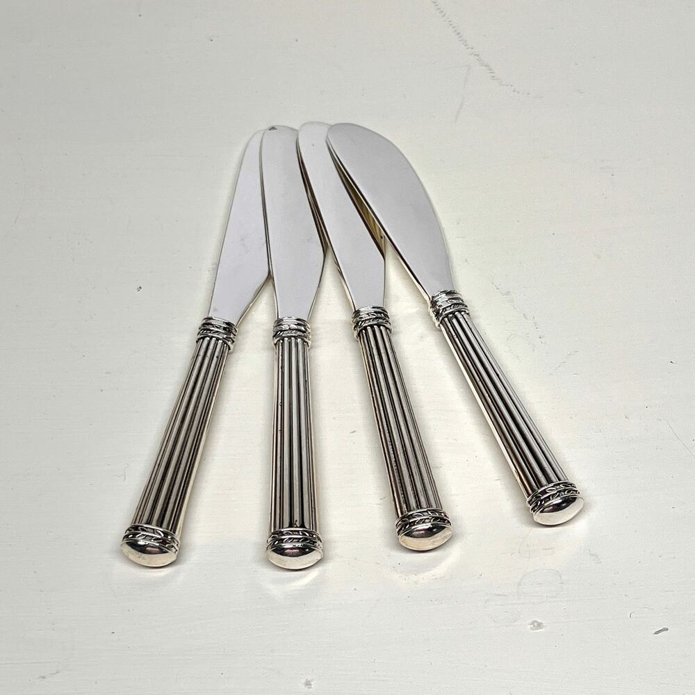 Regency Stripe Silverplate Butter Knives Spreaders Set of 4